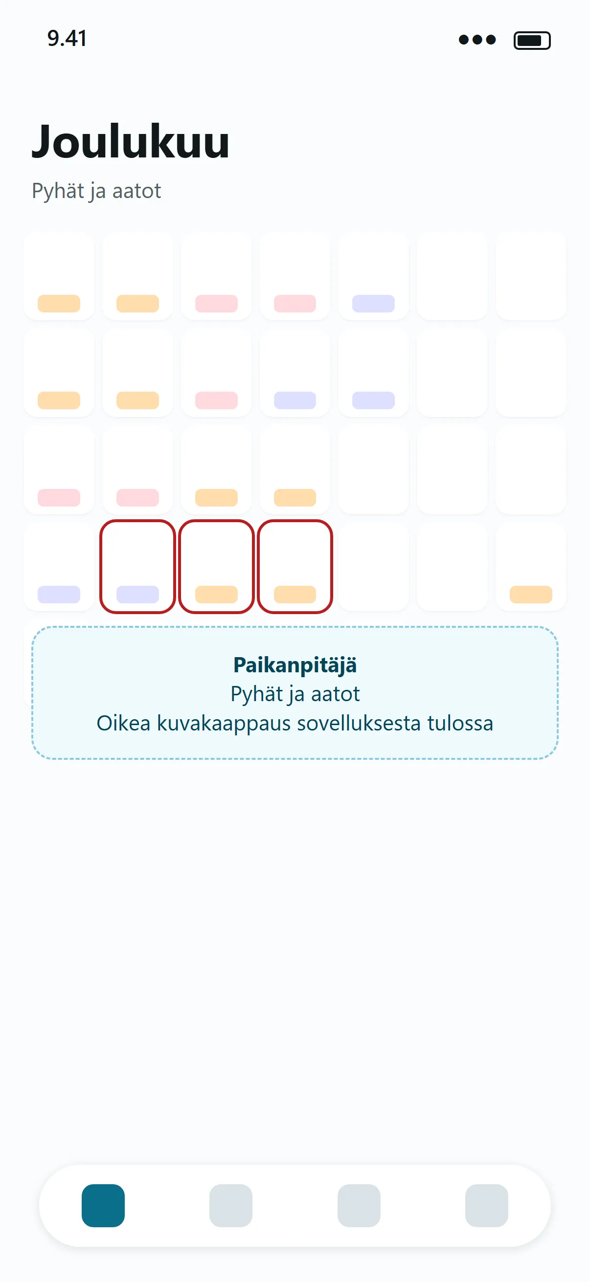 Vuoroplussan kalenteri: joulukuun aatot ja pyhät merkittyinä